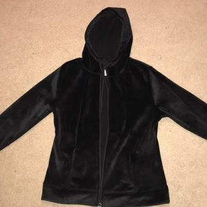 Medium Velvet Zip-up Jacket with Hood